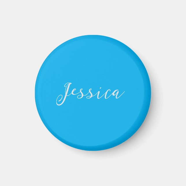 Imán Blue Modern Elegant Plain Simple Professional Name (Frente)