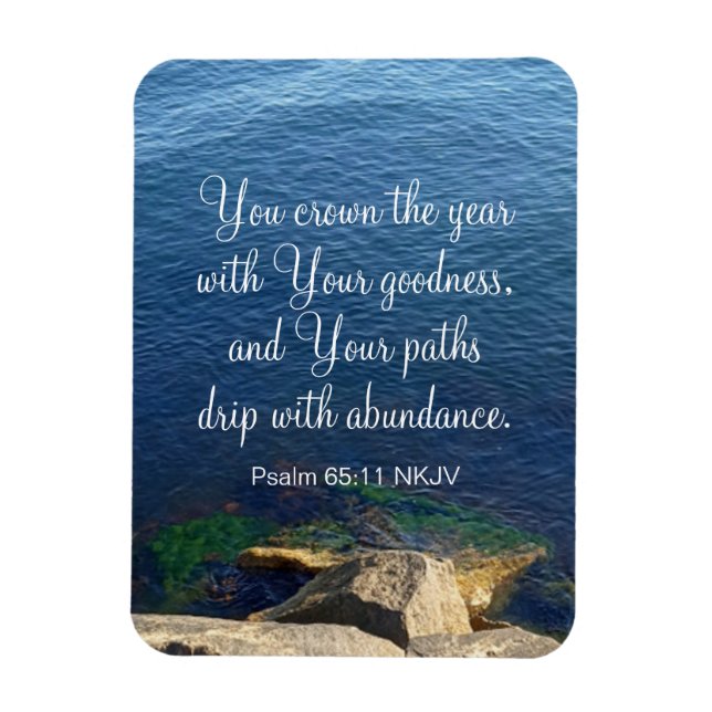 Imán Blue Ocean Blessed New Year Christian Bible Verse (Vertical)