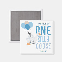 Imán Blue One Silly Goose Primer cumpleaños