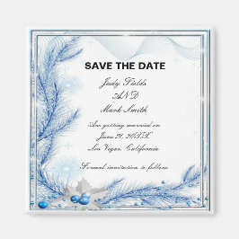 Imán Blue Pine Winter Navidades Wedding Salven La Fecha