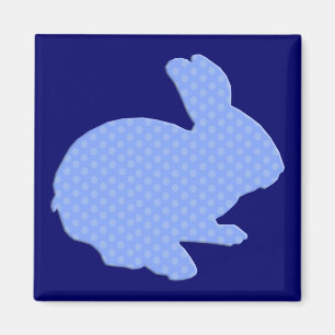 Imán Blue Polka Dot Silhouette Easter Bunny Magnet