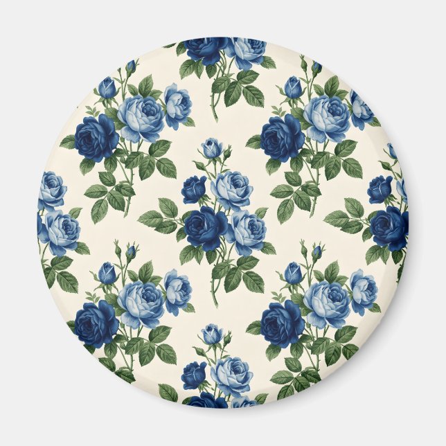 Imán Blue Rose Floral Pattern (Frente)