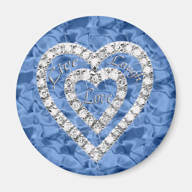 Imán Blue Round Live Lauder Love Diamond Heart Magnet (Frente)