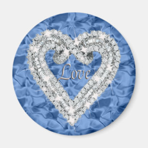 Imán Blue Round Love Diamond Heart Magnet