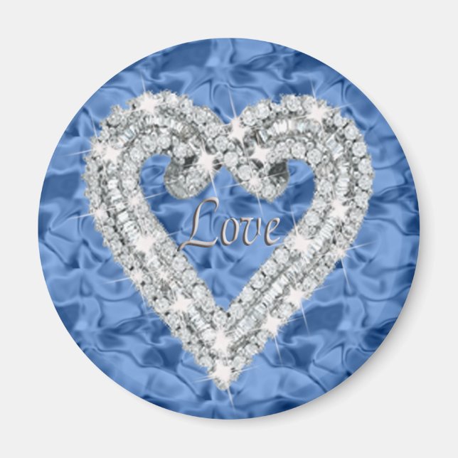 Imán Blue Round Love Diamond Heart Magnet (Frente)