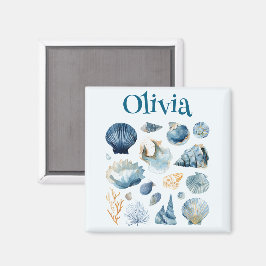 Imán Blue Seashell Magnet | Custom Name