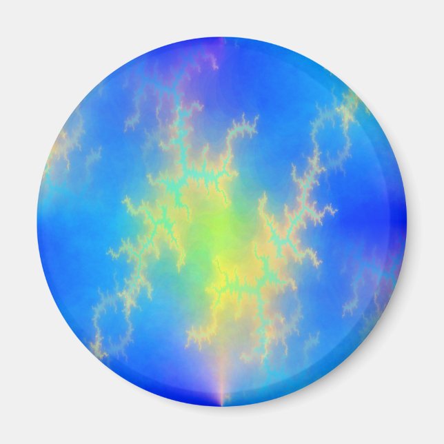 Imán Blue Sky y Golden Yellow Lightning Bolts (Frente)