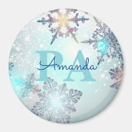 Imán Blue Snowflake Personalized Name PA