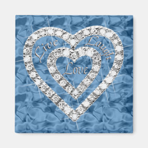Imán Blue Square Live Lauder Love Diamond Heart Magnet
