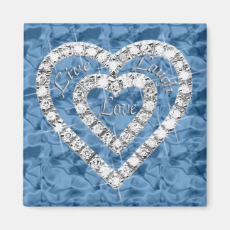 Imán Blue Square Live Lauder Love Diamond Heart Magnet