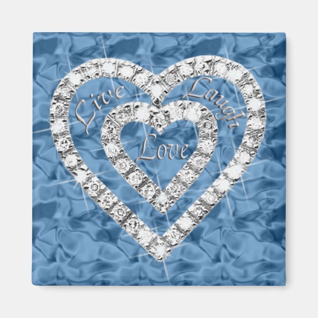 Imán Blue Square Live Lauder Love Diamond Heart Magnet (Frente)