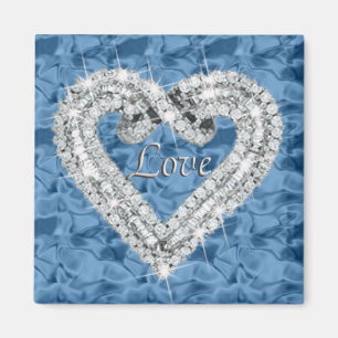 Imán Blue Square Love Diamond Heart Magnet