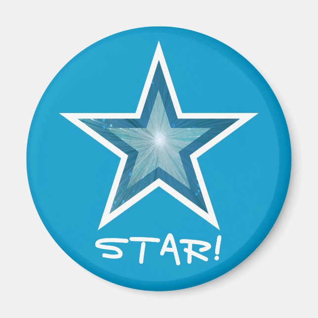 Imán Blue Star fridge 'STAR!' magnet round blue (Frente)
