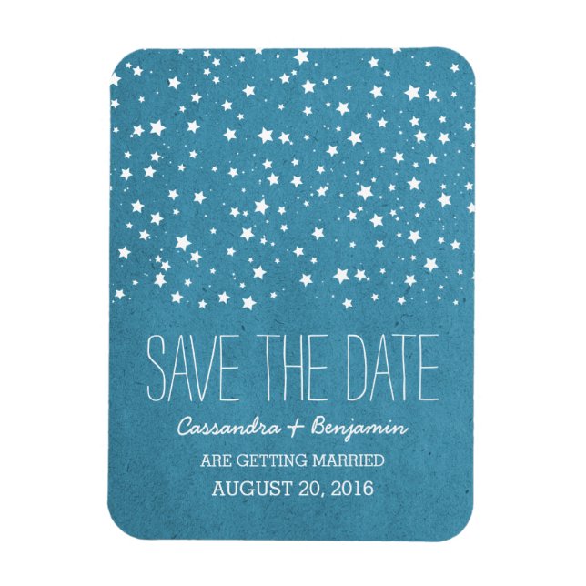 Imán Blue Starry Night Save the Date Premium Magnet (Vertical)