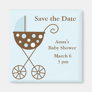 Imán Blue Stroller Baby Shower Guardar la fecha