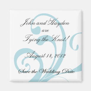 Imán Blue Swirly Save the Boda Date Magnet