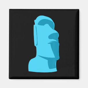 Imán Blue Tiki Moai Easter Island Luau Gift