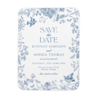 Blue Toile De Jouy Floral francesa Save the Date