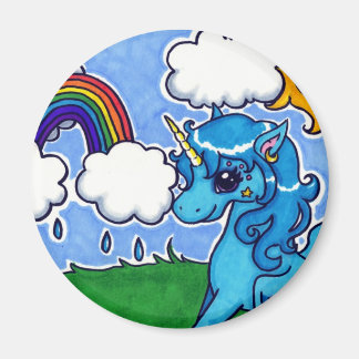 Imán Blue Unicorn con arco iris