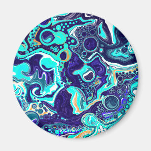 Imán Blue Verde azulada Ocean Swirls Fluid Art