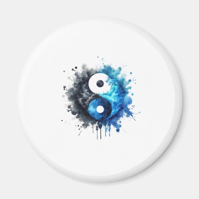 Imán Blue Watercolor Yin and Yang Magnet (Frente)