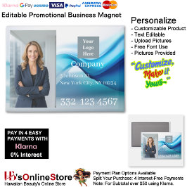 Imán Blue Wave Company Photo Logo Promotional Business