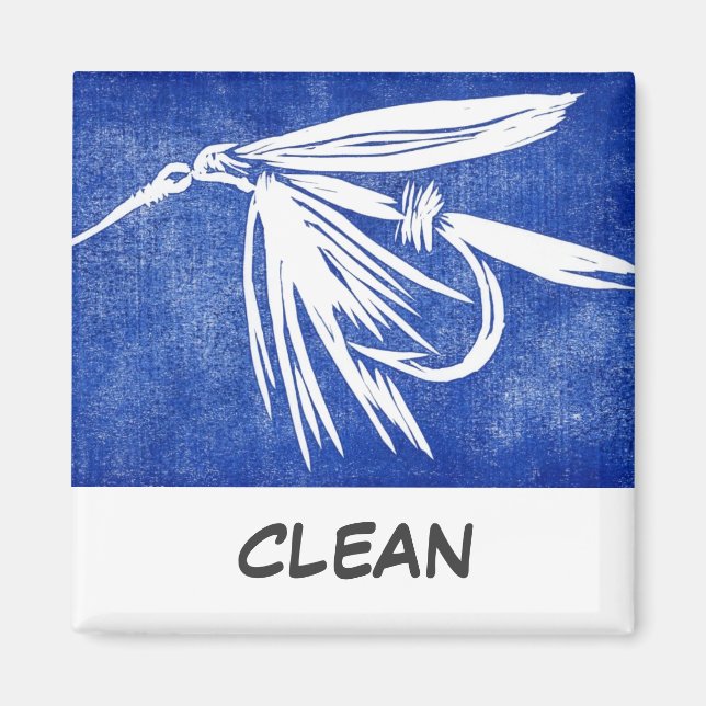 Imán "Blue Wet Fly" Dish Washer Status Magnet (Frente)