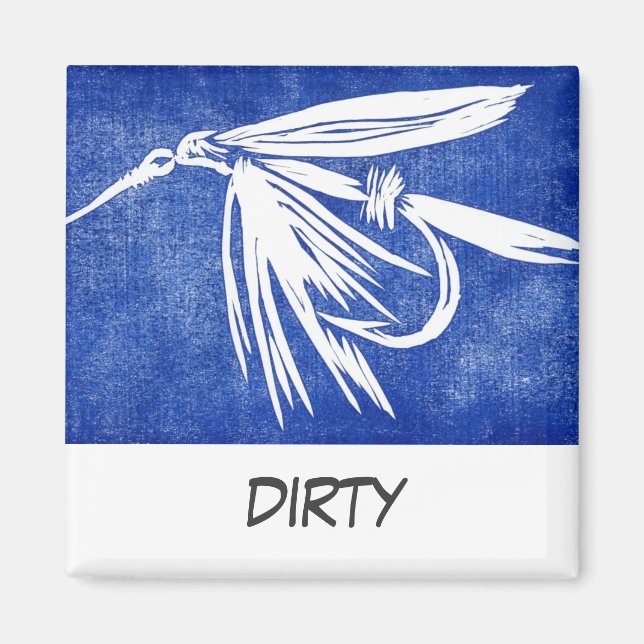 Imán "Blue Wet Fly" Dish Washer Status Magnet (Frente)