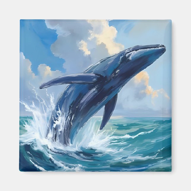 Imán Blue Whale Ocean Animal Painting (Frente)