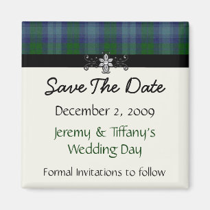 Imán Blue y Green Plaid Save the Date Magnet