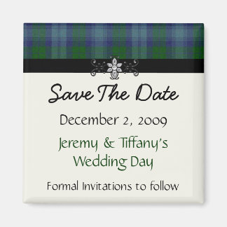 Imán Blue y Green Plaid Save the Date Magnet