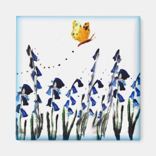 Imán Bluebells Butterfly Floral Spring