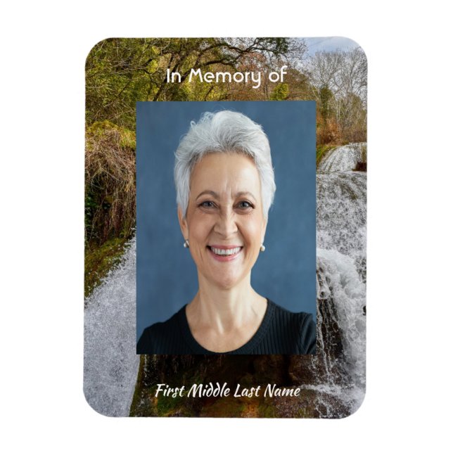 Imán Bluebells Waterfall Landscape   Memorial Keepsake  (Vertical)