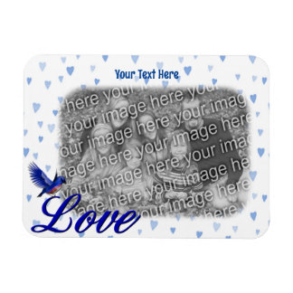 Imán Bluebird Love Blue Hearts Frame Añadir tu foto