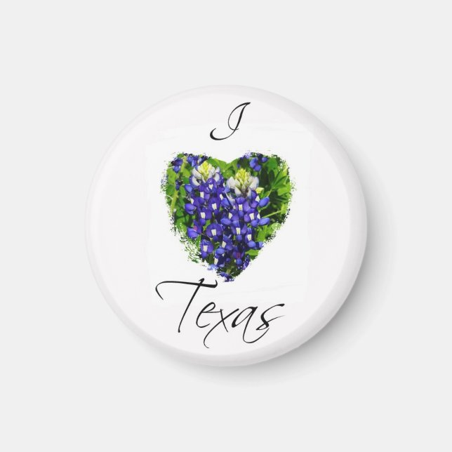 Imán Bluebonnet "I Love Texas" Heart Design Magnet (Frente)