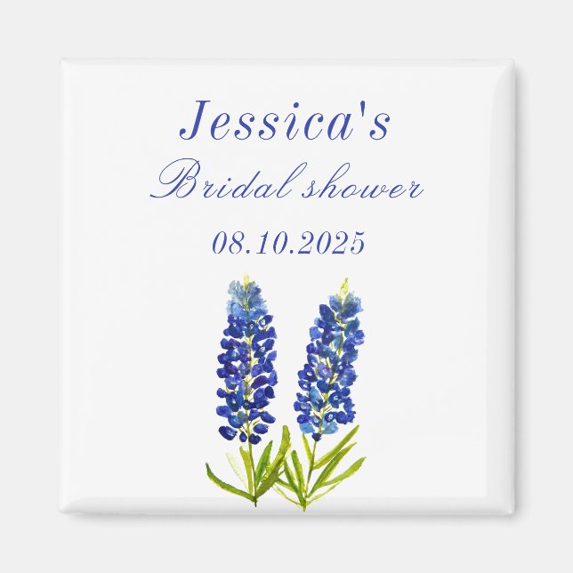 Imán Bluebonnets Floral Azul Texas Ducha de novia (Frente)