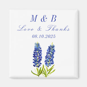 Imán Bluebonnets Monograma Floral Boda Gracias