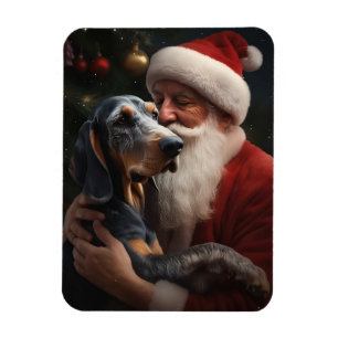 Imán Bluetick Coonhound Con Santa Claus Navidad