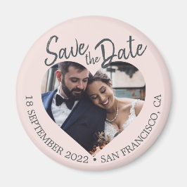 Imán Blush Photo Modern Script Save the Date