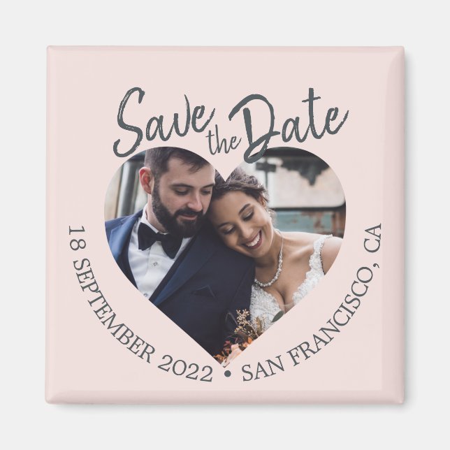 Imán Blush Photo Modern Script Save the Date (Frente)
