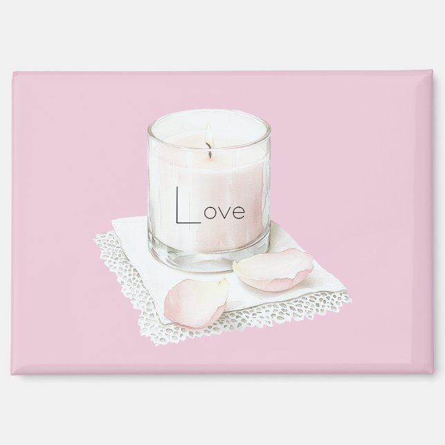 Imán Blush pink rose petals candle (Anverso)