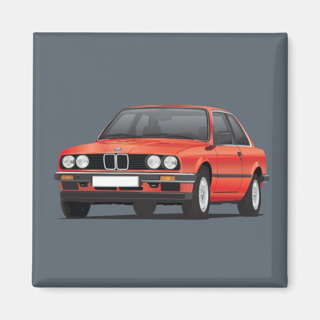 Imán BMW E30 (3-serie) rojo (Frente)