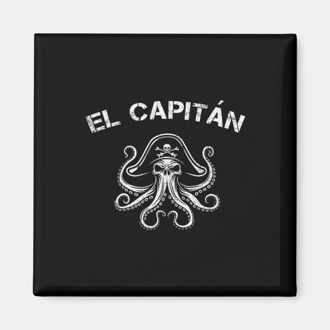 Imán Boat Captain Pontoon Octopus Pirate Nautical Men E (Frente)