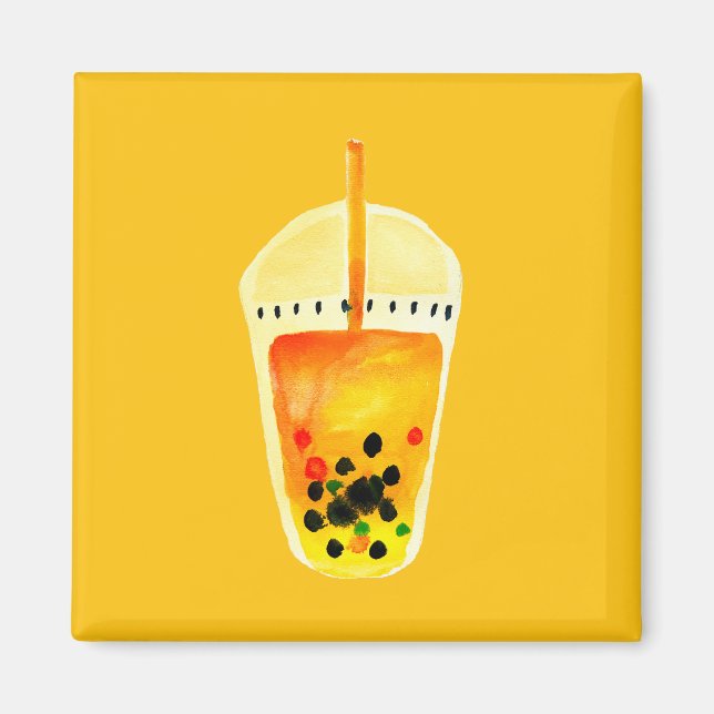 Imán Boba Bubble tea tea art ilustracion (Frente)
