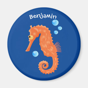 Imán Bóbulas de caballito de mar naranja personalizado 
