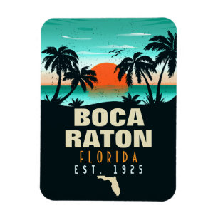 Imán Boca Raton Florida Retro Sunset Beach Souvenirs