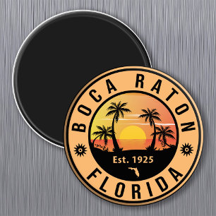 Imán Boca Raton Florida Retro Sunset Beach Souvenirs