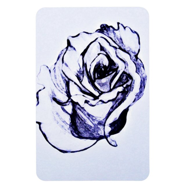 Imán Boceto a mano de flor de rosa (Vertical)