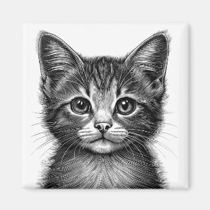 Imán Boceto adorable de gato joven  