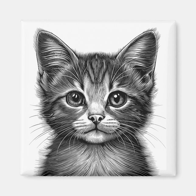Imán Boceto adorable de gato joven   (Frente)